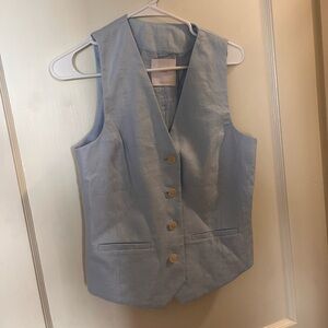 Mango Blue Linen Vest Set